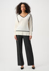 Joseph Ribkoff Contrast-Trim Knitted Sweater, Cream and Black