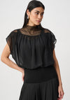 Joseph Ribkoff Chiffon and Silky Knit Mesh Top, Black