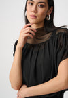 Joseph Ribkoff Chiffon and Silky Knit Mesh Top, Black