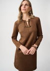Joseph Ribkoff Suede with Link Detail Mini Dress, Brown