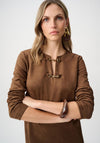 Joseph Ribkoff Suede with Link Detail Mini Dress, Brown