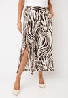 Joseph Ribkoff Linen Zebra Slit Detail Culottes, Cream & Brown