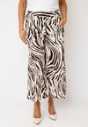 Joseph Ribkoff Linen Zebra Slit Detail Culottes, Cream & Brown