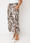 Joseph Ribkoff Linen Zebra Slit Detail Culottes, Cream & Brown