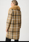 Joseph Ribkoff Plaid with Detachable Faux Fur Collar Coat, Beige