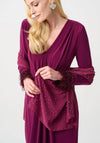 Joseph Ribkoff Chiffon Rhinestone and Pearl Detail Scarf, Purple