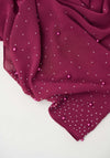 Joseph Ribkoff Chiffon Rhinestone and Pearl Detail Scarf, Purple