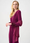 Joseph Ribkoff Chiffon Rhinestone and Pearl Detail Scarf, Purple