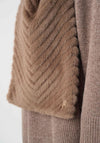 Joseph Ribkoff Textured Chevron Faux Fur Scarf, Brown