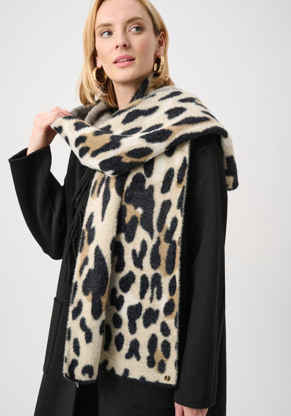 Joseph Ribkoff Leopard Print Scarf, Beige