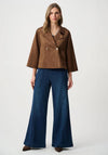Joseph Ribkoff Faux Suede Cropped Jacket, Brown
