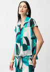 Joseph Ribkoff Watercolour Short Sleeve Shirt, Green Multi