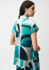 Joseph Ribkoff Watercolour Short Sleeve Shirt, Green Multi