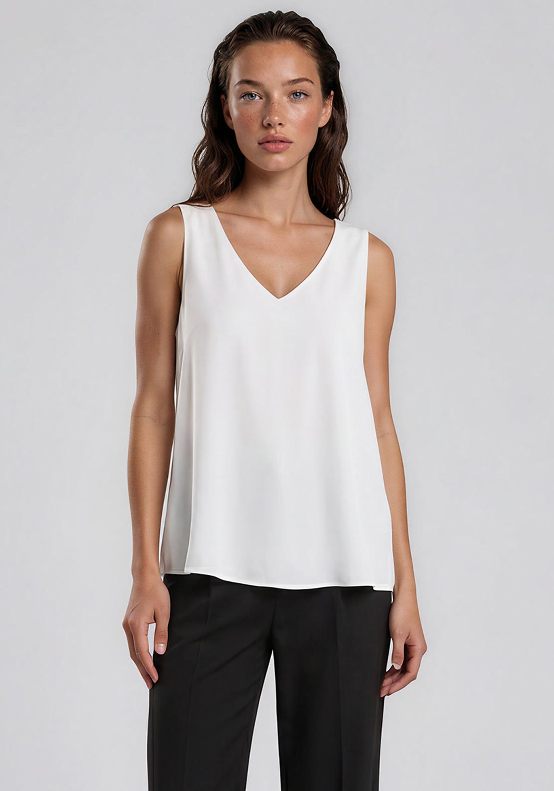 Joseph Ribkoff V-Neck Basic Tank Top, White - McElhinneys