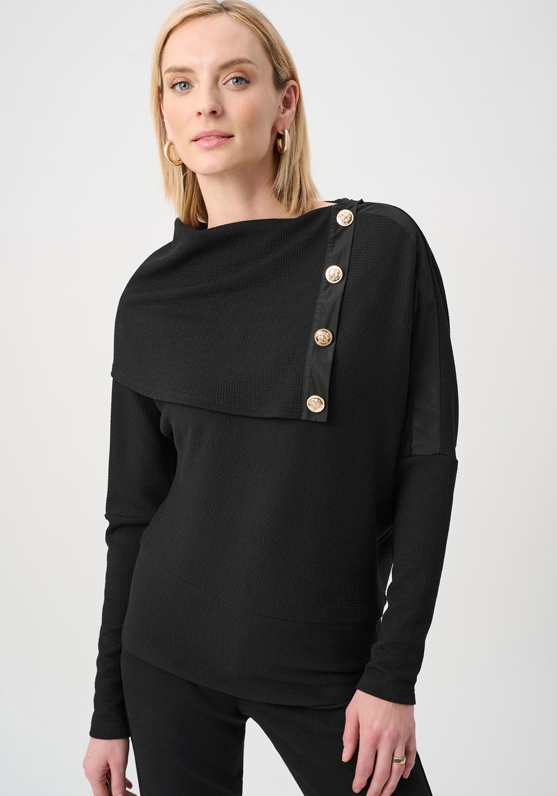 Joseph Ribkoff Jacquard Boxy Top, Black - McElhinneys