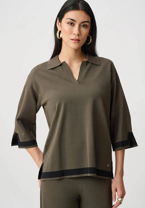 Joseph Ribkoff Sweater Knit Colour Block Top, Green and Black