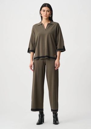 Joseph Ribkoff Sweater Knit Colour Block Top, Green and Black