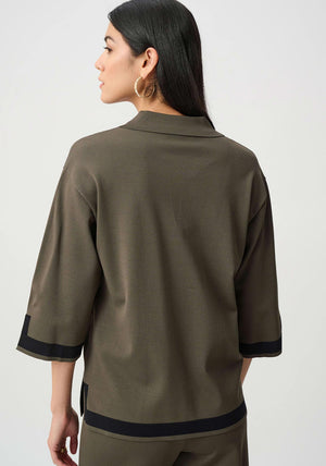 Joseph Ribkoff Sweater Knit Colour Block Top, Green and Black