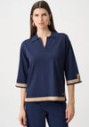 Joseph Ribkoff Sweater Knit Colour Block Top, Navy and Beige