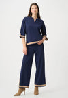 Joseph Ribkoff Sweater Knit Colour Block Top, Navy and Beige