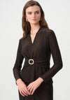 Joseph Ribkoff Sparkle Knit Ruched Waistband Top, Brown