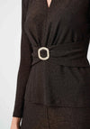 Joseph Ribkoff Sparkle Knit Ruched Waistband Top, Brown