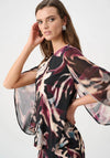 Joseph Ribkoff Chiffon Abstract Print with Rhinestone Detail Top, Black Multi