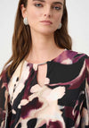 Joseph Ribkoff Chiffon Abstract Print with Rhinestone Detail Top, Black Multi