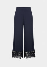 Joseph Ribkoff Culotte with Lace Hem Trousers, Navy