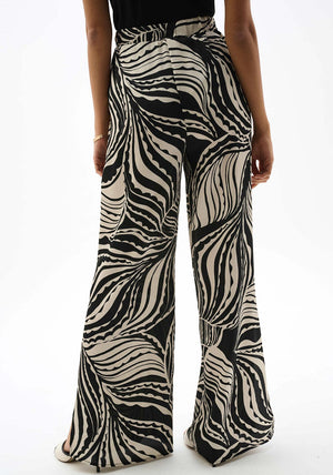 Joseph Ribkoff Abstract Print Wide Leg Trousers, Black and Off-White