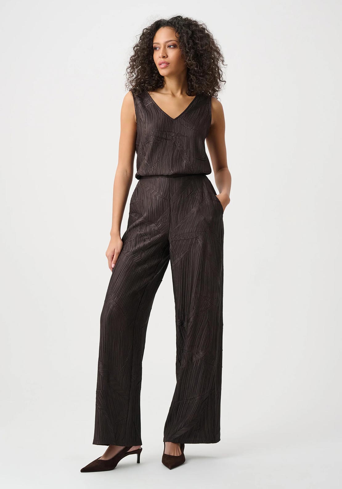 Joseph Ribkoff Textured Pull-On Trousers, Brown