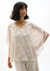Joseph Ribkoff Chiffon Jacquard Polka Dot Print Top, Taupe