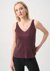 Joseph Ribkoff Metallic Knitted with Rhinestones Camisole, Wine