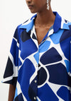 Joseph Ribkoff Geometric Print Button-Down Blouse, Blue Multi
