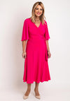 Joseph Ribkoff Faux Wrap Bell Sleeve Midi Dress, Ultra Pink
