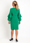 Joseph Ribkoff Ruffle Sleeve Knee Length Dress, Green