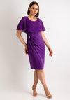 Joseph Ribkoff Embellished Trim Sheer Cape Knee Length Dress, Empress