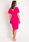 Joseph Ribkoff Pearl Bodice Wrap Front Knee Length Dress, Shocking Pink