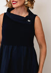 Joseph Ribkoff Shawl Collar Fit and Flare Midi Dress, Navy