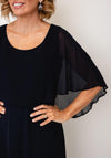 Joseph Ribkoff A-Line With Chiffon Overlay Style Dress, Navy