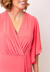 Joseph Ribkoff Wrap Chiffon Sleeve Midi Dress, Coral Pink
