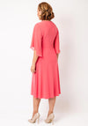 Joseph Ribkoff Wrap Chiffon Sleeve Midi Dress, Coral Pink