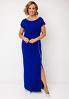 Joseph Ribkoff Rhinestone Trim Slit Maxi Dress, Blue