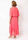 Joseph Ribkoff Wrap Chiffon Cape Dress, Coral Pink