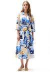 Joseph Ribkoff Tropical Print A-Line Wrap Midi Dress, White Multi