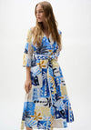 Joseph Ribkoff Tropical Print A-Line Wrap Midi Dress, White Multi