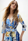 Joseph Ribkoff Tropical Print A-Line Wrap Midi Dress, White Multi