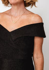 Joseph Ribkoff Sparkle Knit Off-The-Shoulder Midi Dress, Brown