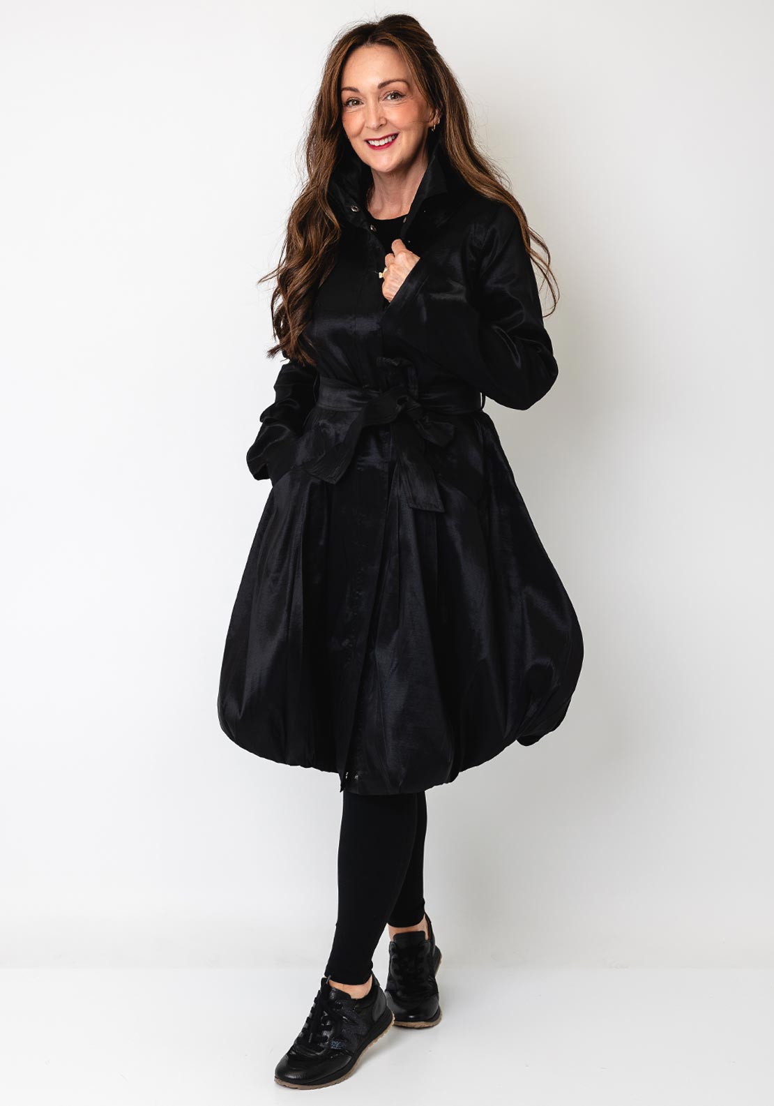 Joseph Ribkoff Belted Balloon Hem Coat, Black