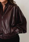 Joseph Ribkoff Leatherette Mock-Neck Jacket, Burgundy